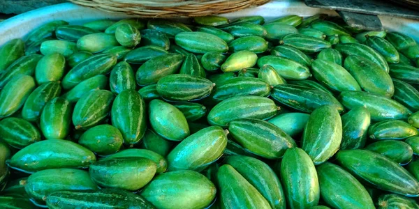 Hijau Segar Dikutip Gourd Mengisolasi Dengan Campuran Pertanian Menghasilkan Latar — Stok Foto