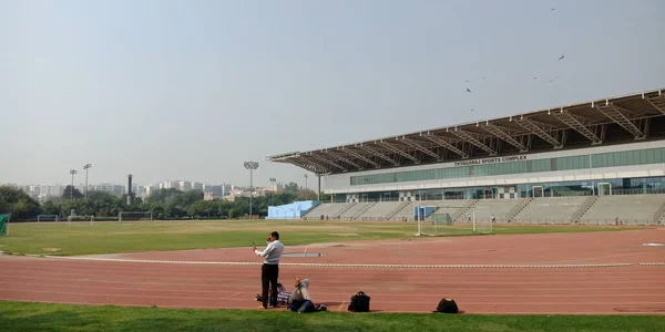 City Delhi India Január 2020 Thyagaraj Sportstadion Játszótér Kilátás Menti — Stock Fotó