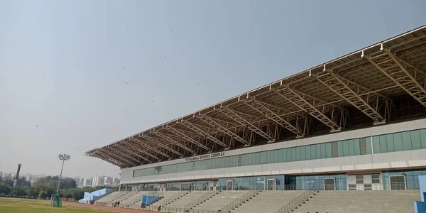 City Delhi India Január 2020 Thyagaraj Sportstadion Játszótér Kilátás Menti — Stock Fotó