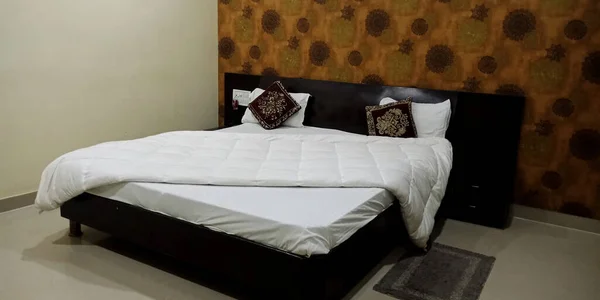 District Katni India October 2019 Indian Hotel Double Bed Room — 图库照片