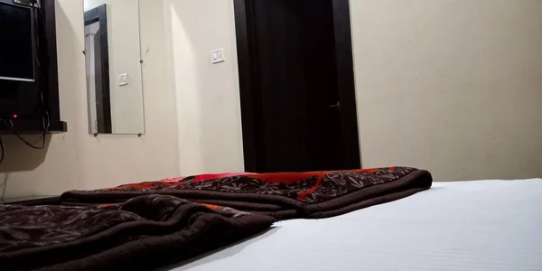 District Katni India October 2019 Indian Hotel Room Blanket Tourists — 图库照片