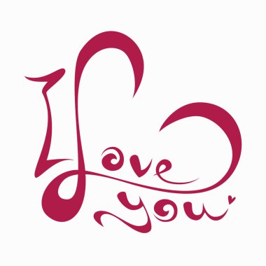 Seni seviyorum, harfler, L harfi kalp şeklinde yazılmış. .
