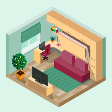 İç mekan izometri olan bir oda . 