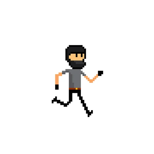 Thief robber Pixel art. Old school computer graphic. 8 bit video game. Game assets 8-bit sprite. — Stock Vector