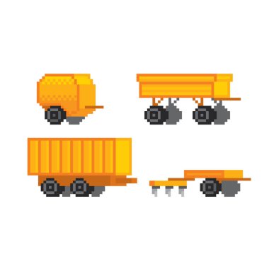 Çiftlik traktörü. Tarım makineleri. Eski okul bilgisayar grafik stili. Dekoratif unsur tasarım logo, etiket, web, mobil uygulama oyun kıymetler 8-bit sprite için.