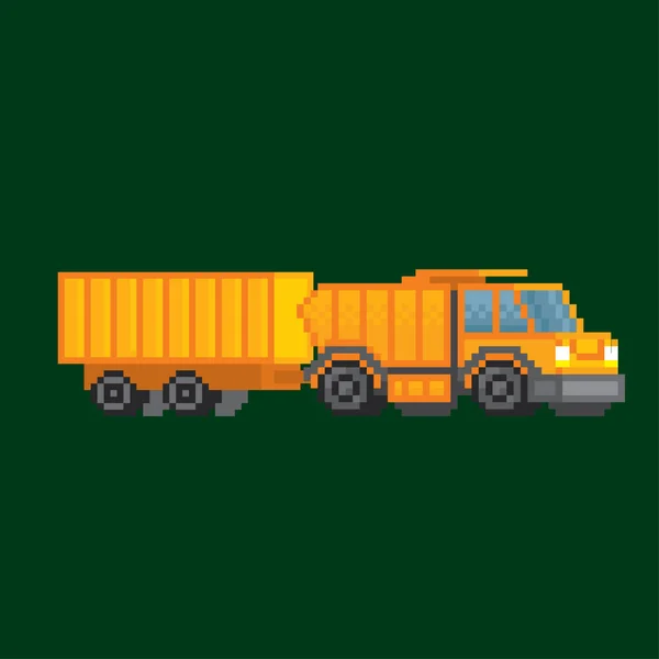 Farm tractor. Agricultural machinery. Old school computer graphic style. Decorative element design for logo, sticker, web, mobile app. Game assets 8-bit sprite. — Stock Vector