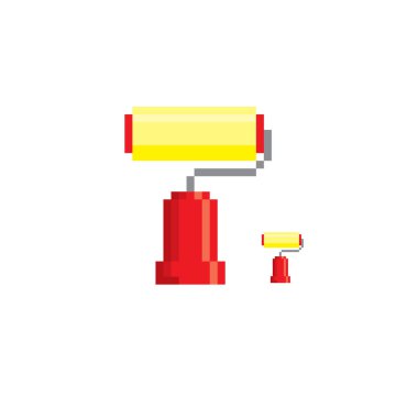 Boya silindiri simgesi. Eski okul bilgisayar grafik stili. Dekoratif unsur tasarım logo, etiket, web, mobil uygulama oyun kıymetler 8-bit sprite için. Düz illüstrasyon
