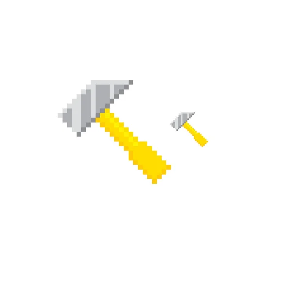 Hammer. Old school computer graphic style. Decorative element design for logo, sticker, web, mobile app. Game assets 8-bit sprite. Flat illustration — Stock Vector