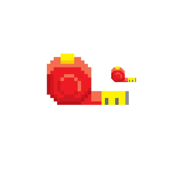 Tape Measure Tool Pixel Art Icon. Computergrafik der alten Schule. Dekorative Elemente für Logo, Aufkleber, Web, mobile App. Spielvermögen 8-Bit-Sprite. flache Abbildung — Stockvektor