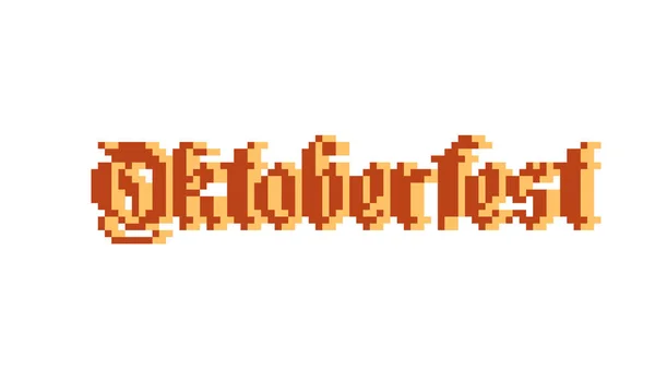 Λογότυπο Oktoberfest. Φεστιβάλ μπύρας διάνυσμα γράμματα πανό. Παλιό σχολείο στυλ γραφικών υπολογιστή. Διακοσμητικό στοιχείο σχέδιο για αυτοκόλλητο λογότυπο, web, κινητά app. ενεργητικό παιχνίδι 8-bit sprite. Επίπεδη — Διανυσματικό Αρχείο