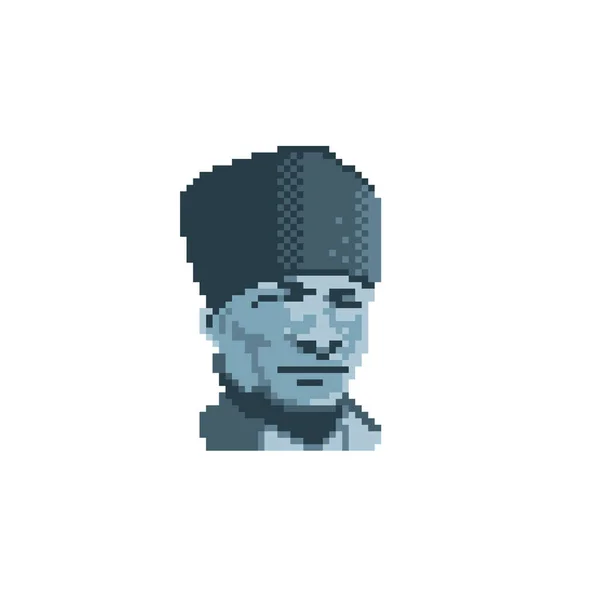 Mustafa Kemal. Pixel art. Gráfico de computadora de la vieja escuela. Videojuego de 8 bits. Activos del juego sprite de 8 bits . — Archivo Imágenes Vectoriales