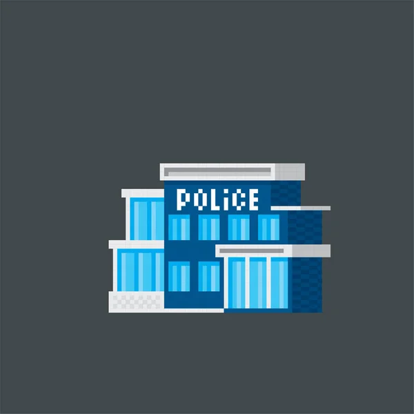 Police station. Pixel art. Old school computer graphic. Element design stickers, logo, mobile app, menu. 8 bit video game. Game assets 8-bit sprite. 16-bit. — Stock Vector