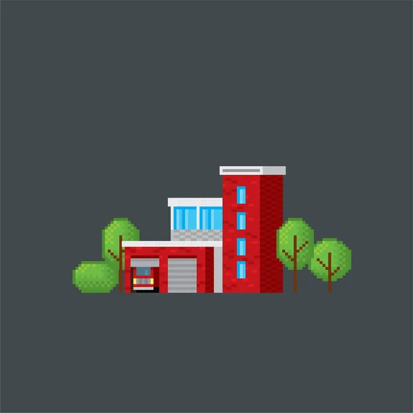 Conjunto de três árvores urbanas. Arte Pixel. Gráfico de computador da velha escola. Jogo de vídeo de 8 bits. Ativos do jogo 8-bit sprite. 16-bit . — Vetor de Stock