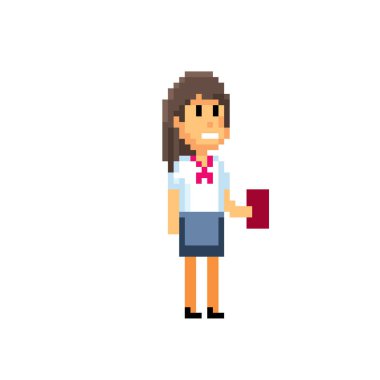 Garson. Piksel sanat. Eski okul bilgisayar grafik. 8 bit video oyunu. Oyun kıymetler 8-bit sprite.