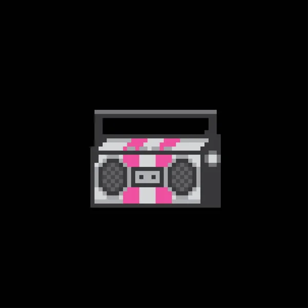 Retro audio tape recorder. Pixelart. Old school computer grafisch. 8 bit videogame. Spel activa 8-bit sprite. — Stockvector