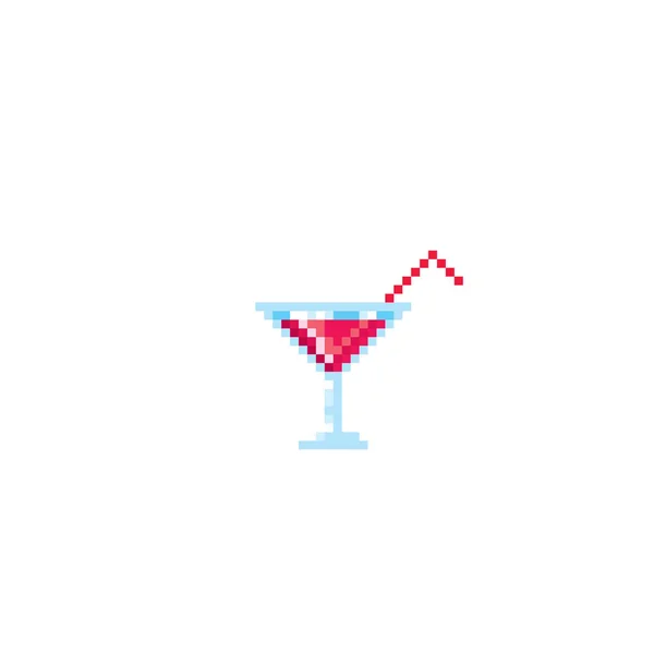 Glass with a cocktail Pixel art. Old school computer graphic. 8 bit video game. Game assets 8-bit sprite. — Stock Vector