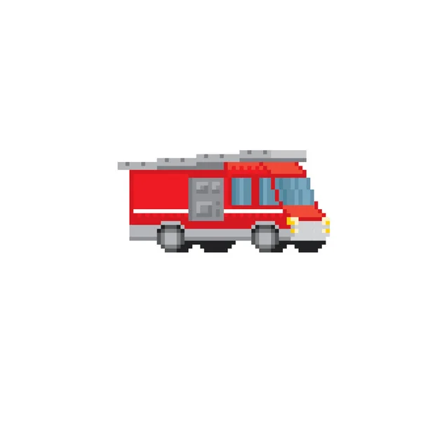 Carro de bombeiros. Arte Pixel. Gráfico de computador da velha escola. Jogo de vídeo de 8 bits. Ativos do jogo 8-bit sprite . — Vetor de Stock