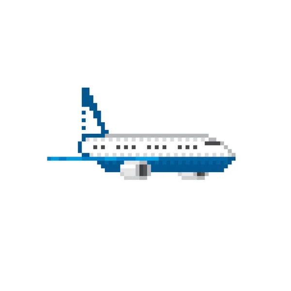 Aeronave. Avião. Avião postal. Arte Pixel. Gráfico de computador da velha escola. Jogo de vídeo de 8 bits. Ativos do jogo 8-bit sprite . — Vetor de Stock