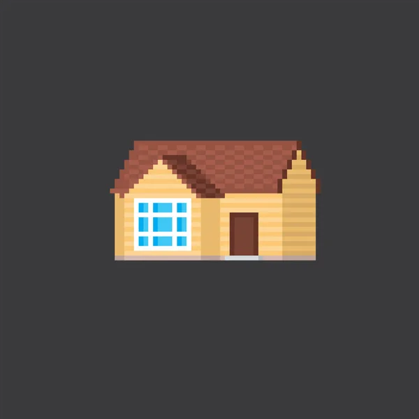 Maison de banlieue privée. Pixel art. Ordinateur graphique de la vieille école. Jeu vidéo 8 bits. Actifs du jeu sprite 8 bits . — Image vectorielle