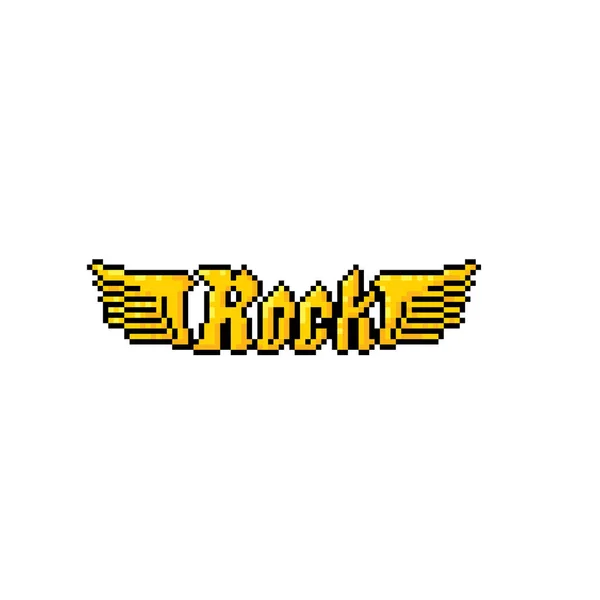 Rock Emblema Música Rock Rock Roll Arte Pixel Jogo Vídeo —  Vetores de Stock