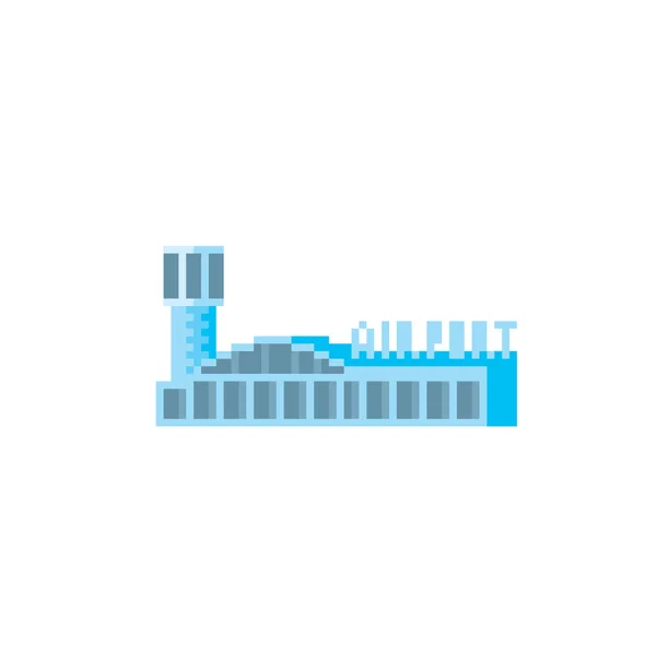 Aéroport Immeuble Aéroport Pixel Art Ordinateur Graphique Vieille École Stickers — Image vectorielle