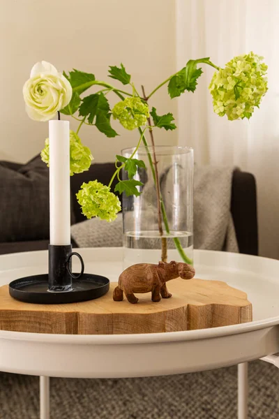 Interior home styling classic and modern details with candles