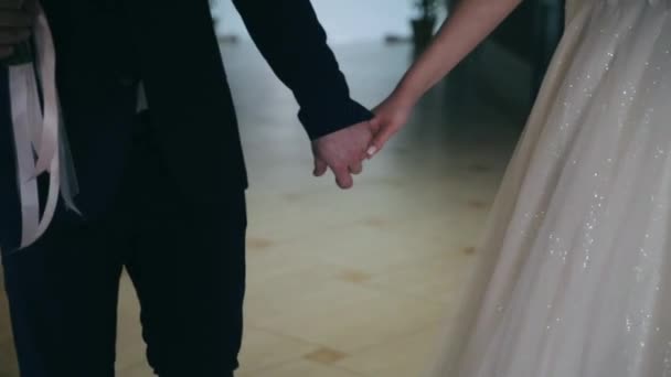 Braut Und Bräutigam Halten Händchen — Stockvideo