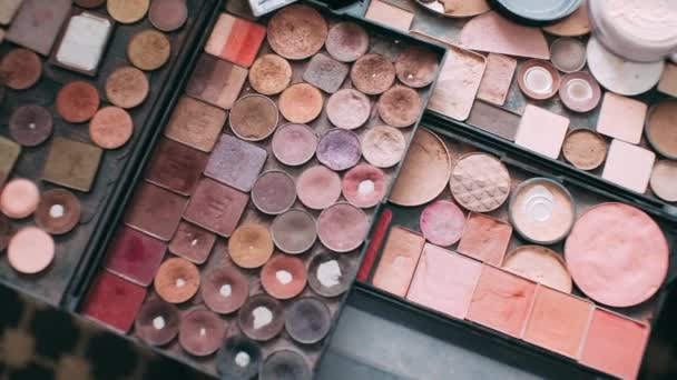 Sombras Maquillador Maquillaje Artista Maquillaje Trabajo — Vídeos de Stock