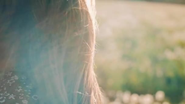 Güneş Altında Parıldayan Kadın Saçı — Stok video