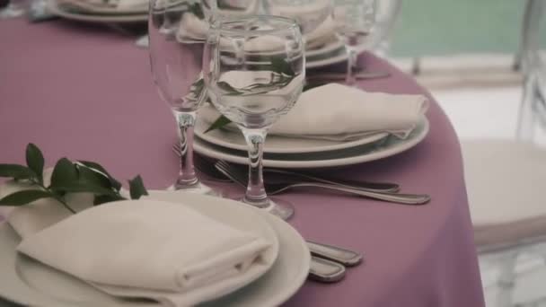 Assiettes Verres Sont Sur Table — Video