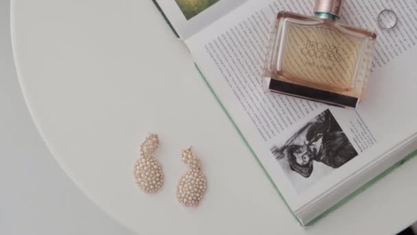 Perfume Book Next Earrings — Stock Video