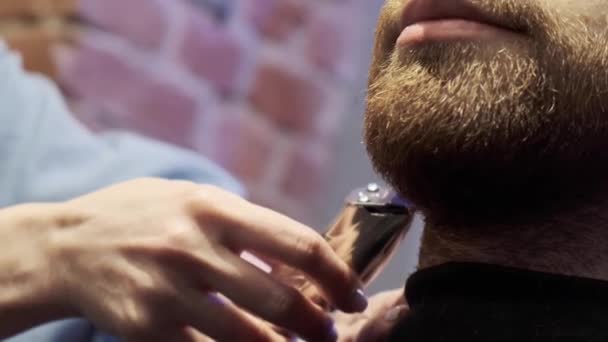 美容室の手で男性の髪を切り — ストック動画