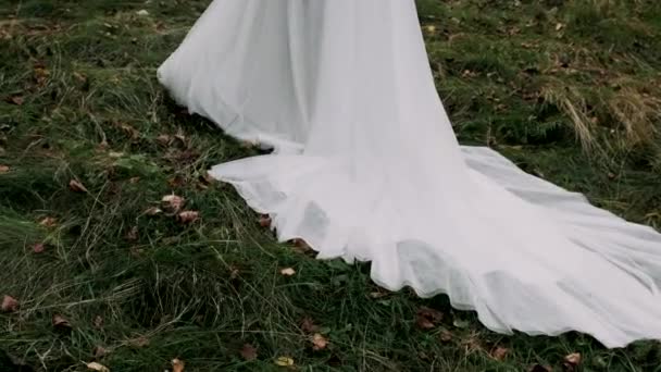 Dobladillo Del Vestido Novia Las Mujeres Exuberante — Vídeos de Stock