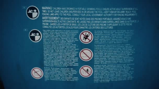 Pool Opportunities Signs Prohibitory Signs Blue Background — Stock Video