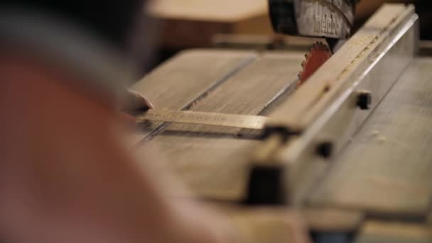 Carpintero Taller Hombre Trabaja Con Materiales Madera Carpintero Trabajando Artesanía — Vídeos de Stock