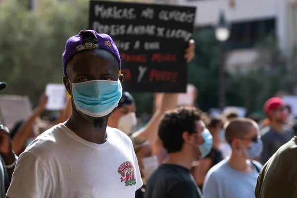 Palma Majorka Hiszpania Czerwca 2020 Ludzie Demonstracji Przeciwko Rasizmowi — Zdjęcie stockowe