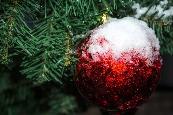 Kerstboom Speelgoed Decoratie Sneeuw — Stockfoto
