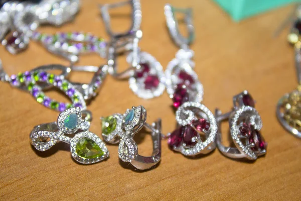 Silver Jewelry Earrings Model — Stock Photo, Image