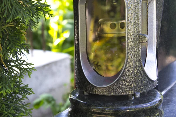 Lâmpada Lanterna Vela Cemitério — Fotografia de Stock