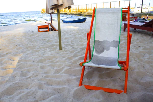 Beach Lounge Sandalye Tatil — Stok fotoğraf