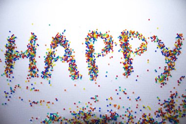 mutlu kelime renk topları kabarcıklar arka plan doku