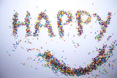 mutlu kelime renk topları kabarcıklar arka plan doku