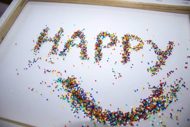 mutlu kelime renk topları kabarcıklar arka plan doku