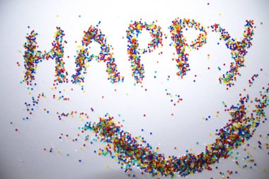 mutlu kelime renk topları kabarcıklar arka plan doku