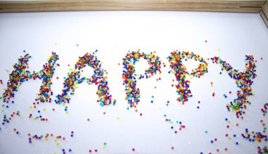 mutlu kelime renk topları kabarcıklar arka plan doku