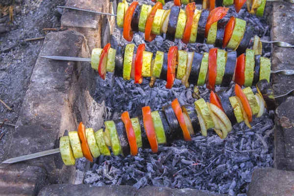 ızgara sebze soğan kabak domates