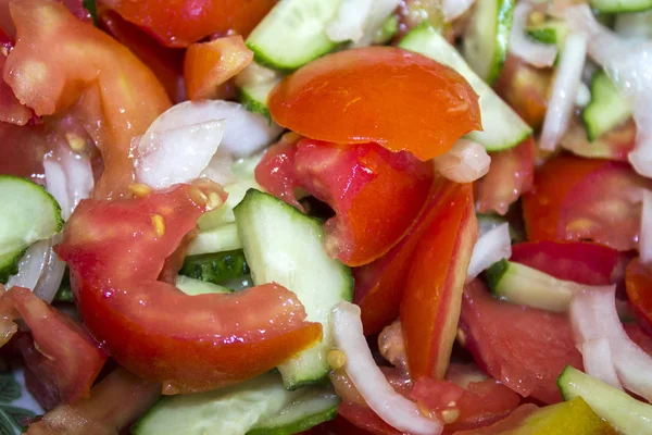 Tomates Pepino Verduras Ensalada Alimentos — Foto de Stock