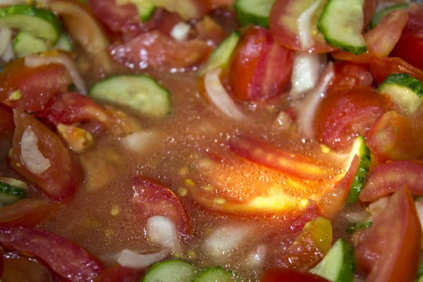 Tomaten Komkommer Groenten Salade Eten — Stockfoto