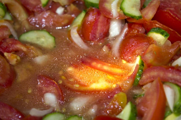 Tomater Gurka Grönsaker Sallad Mat — Stockfoto