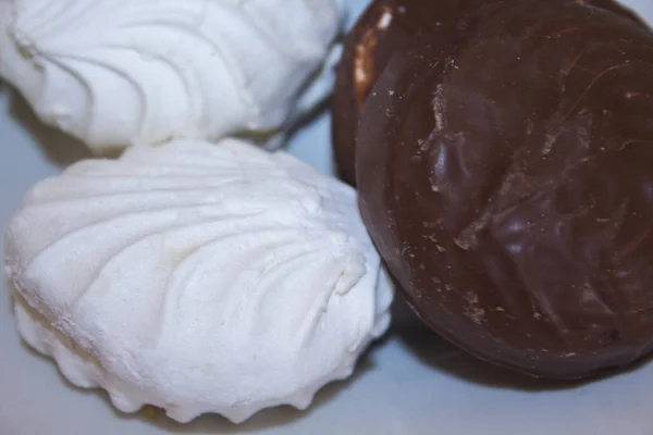 Bílá Čokoláda Marshmallow Bonbóny — Stock fotografie